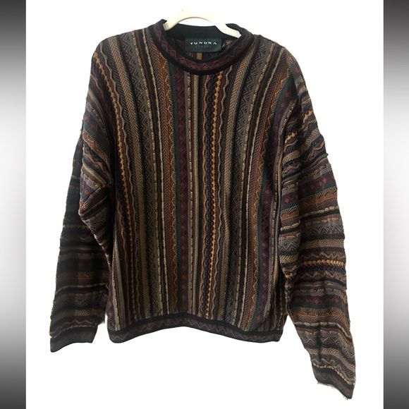 Tundra vintage 80s/90stextured stripes knit sweater COOGI look size xl men